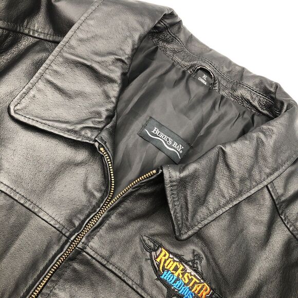 Mens Leather Jacket Size XL Black Rockstar Holidays World Ventures 2009